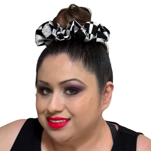 Bun Hug- Handmade X-Large Scrunchie- Check Yourself | FASHIONISTA STYLZ