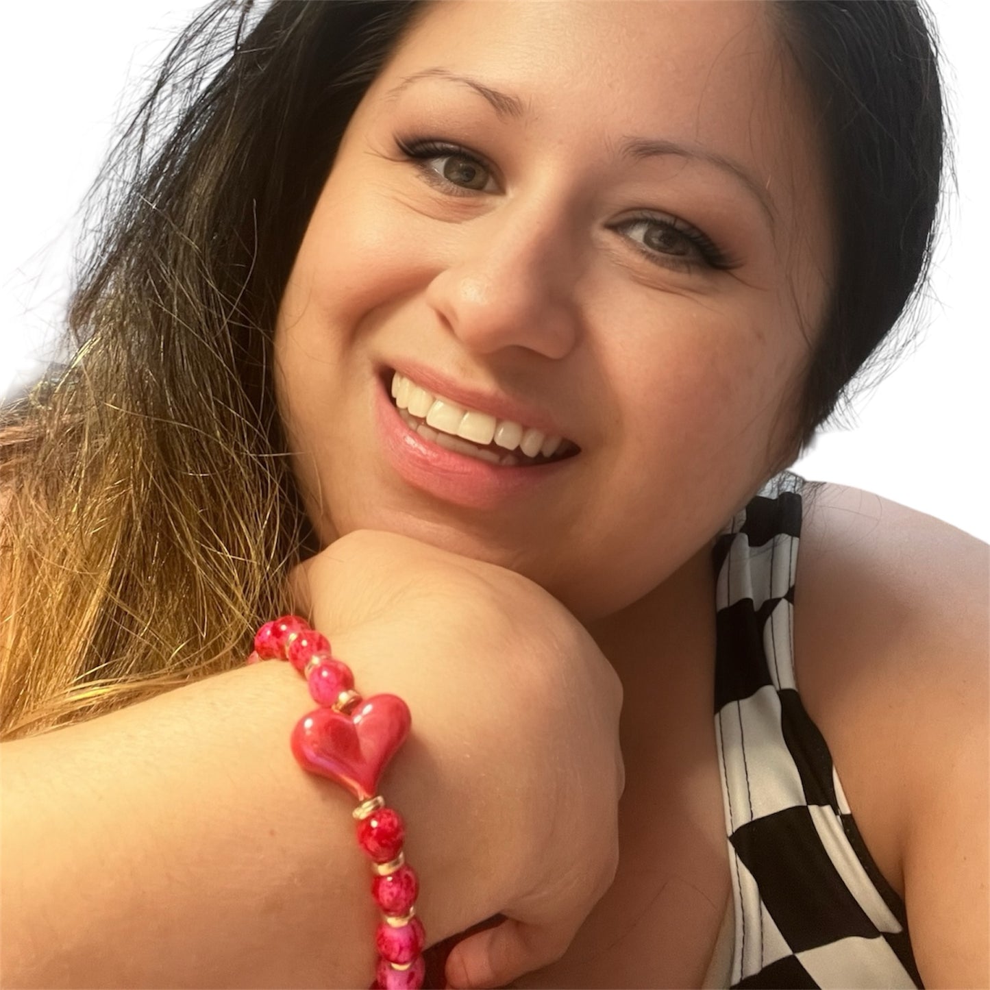Love Sick- Bead Red Heart Bracelet