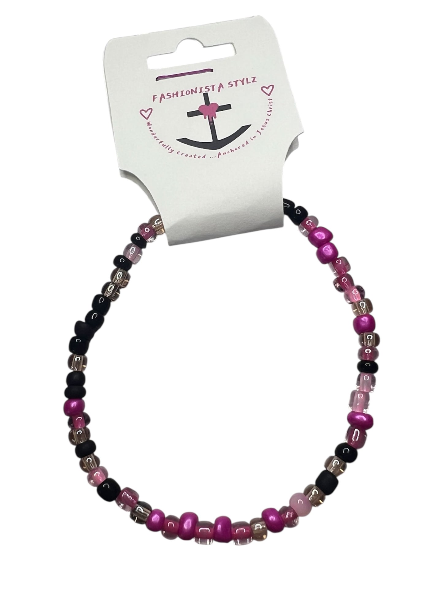 $3 Ladies Night Pink/Black Seed Bead Bracelet