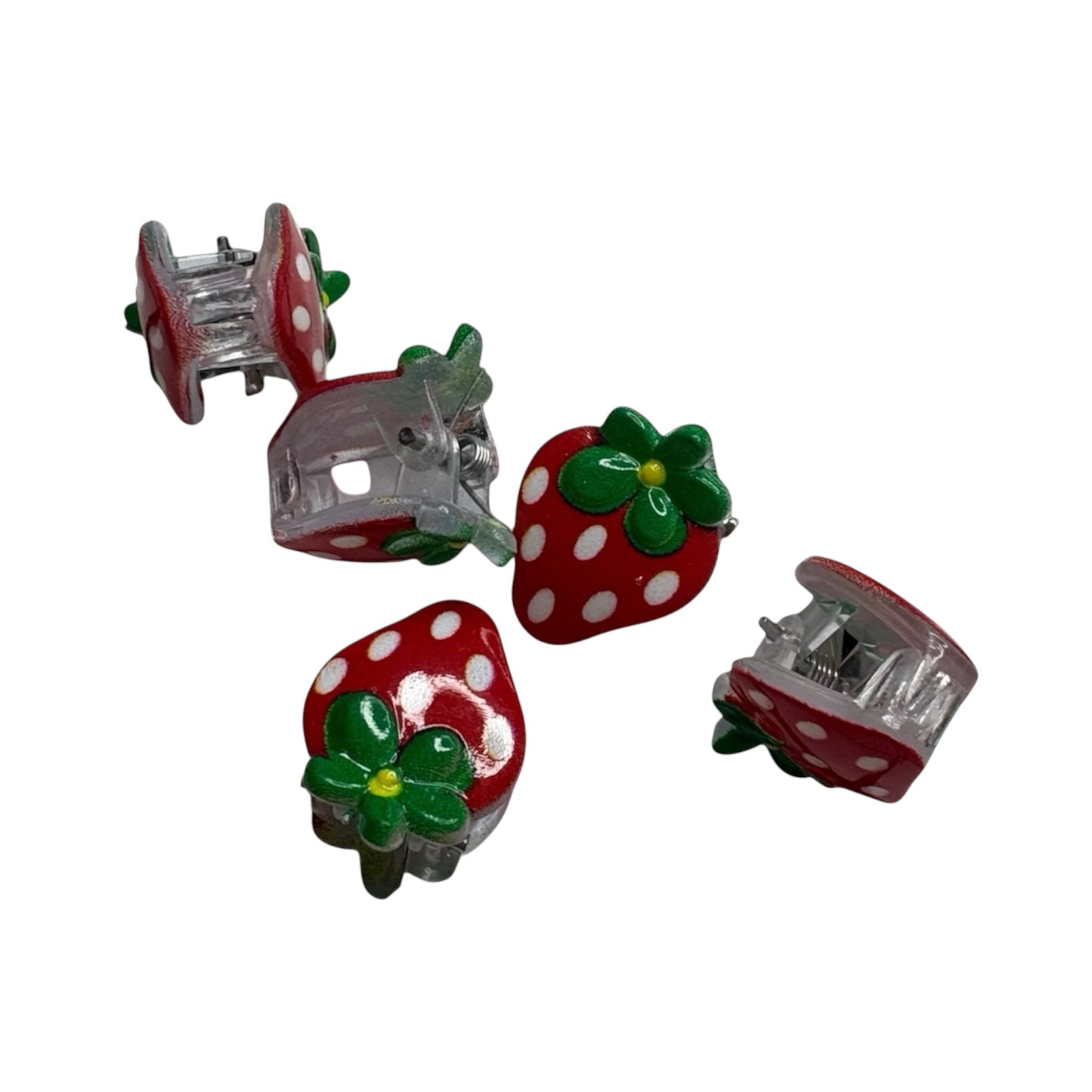 BERRY SWEET COLLECTION- 5pc Cute & Sweet Strawberry Mini Plastic Hair Clip Claws