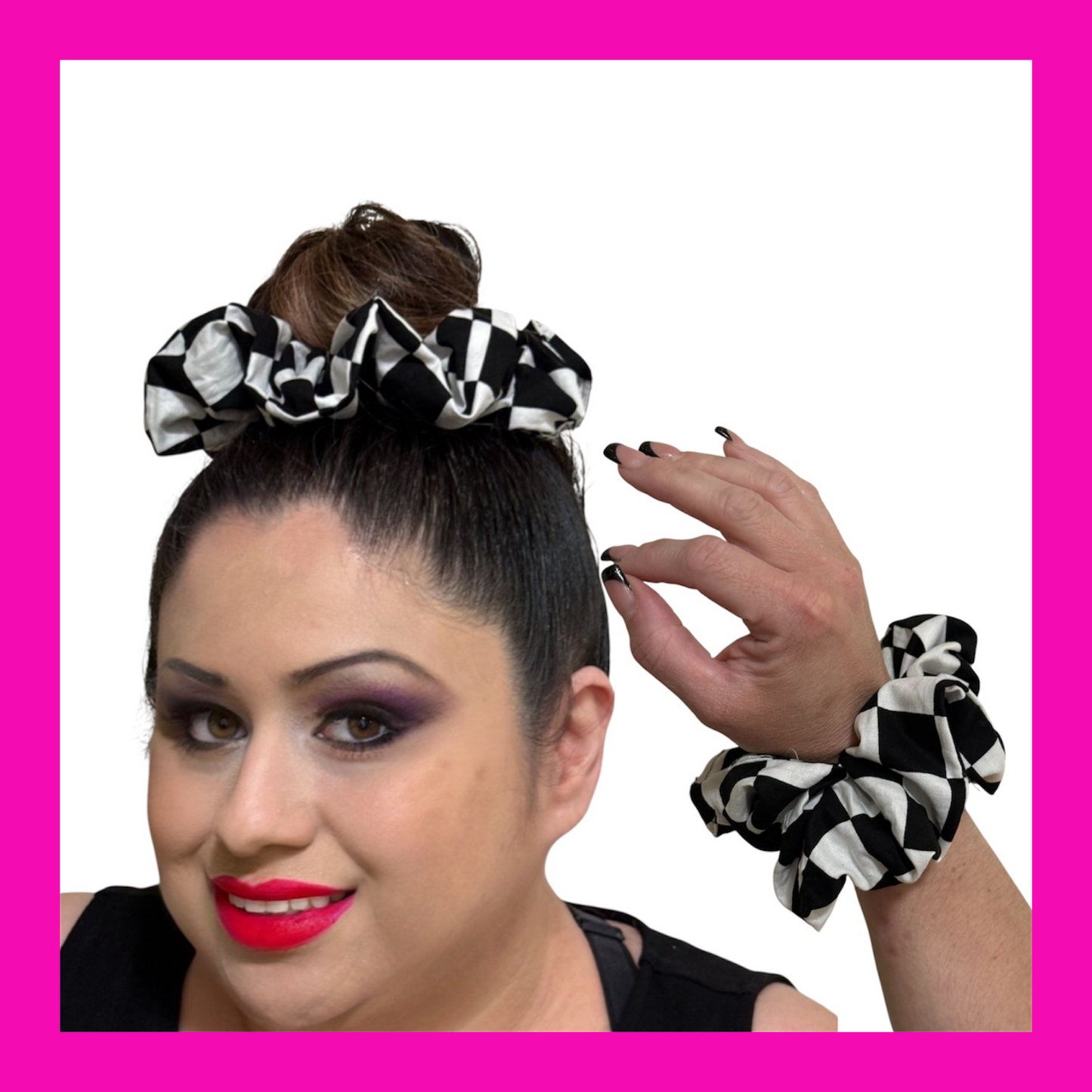 Bun Hug- Handmade X-Large Scrunchie- Check Yourself | FASHIONISTA STYLZ