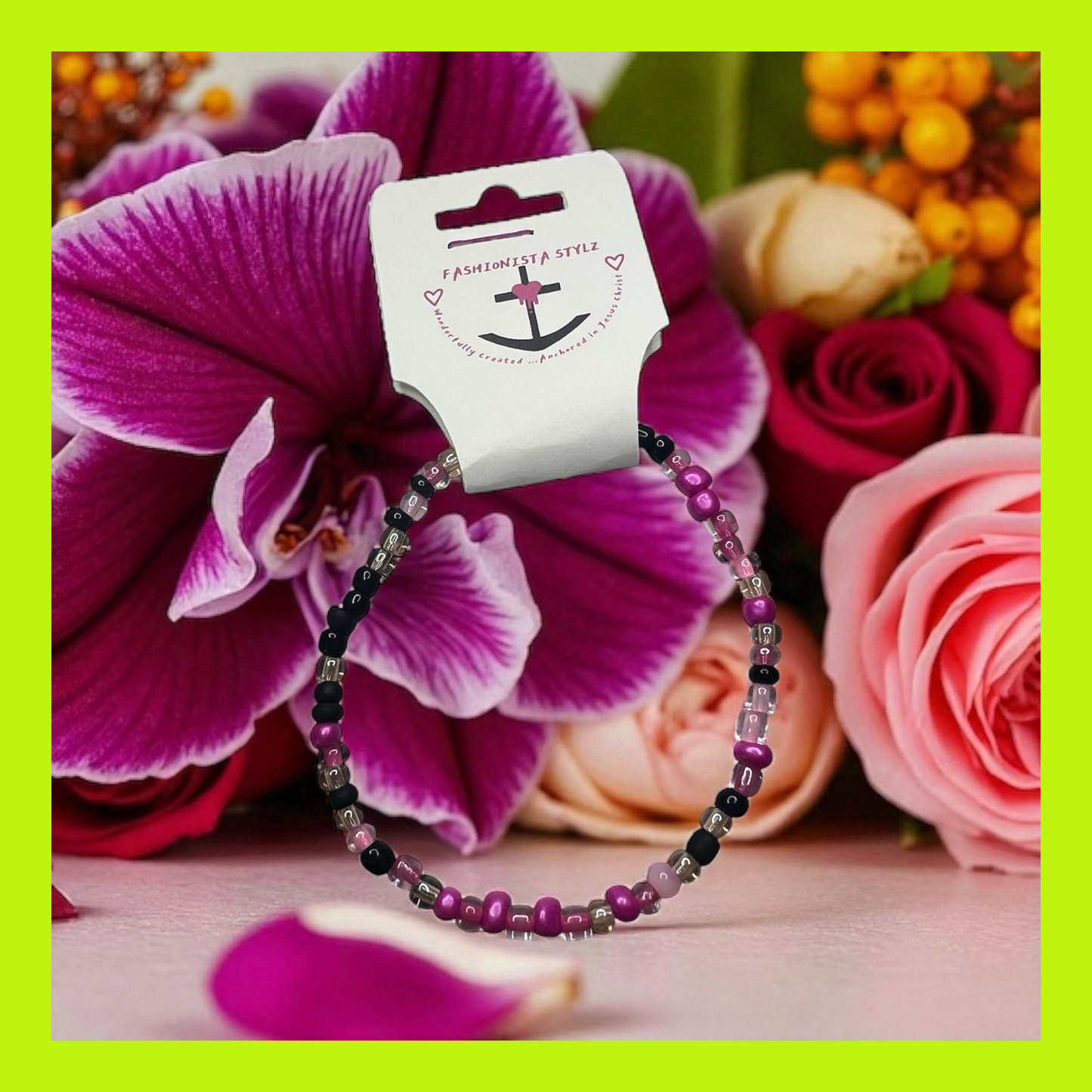 $3 Ladies Night Pink/Black Seed Bead Bracelet
