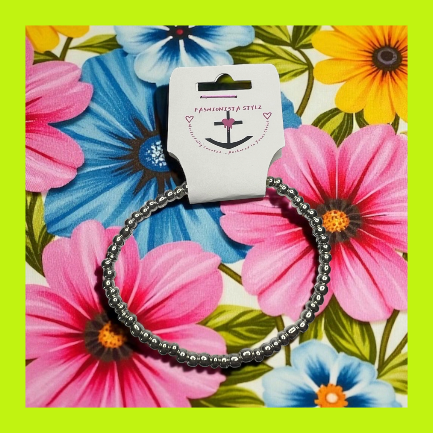 $3 Born To Shine Silver Seed Bead Bracelet