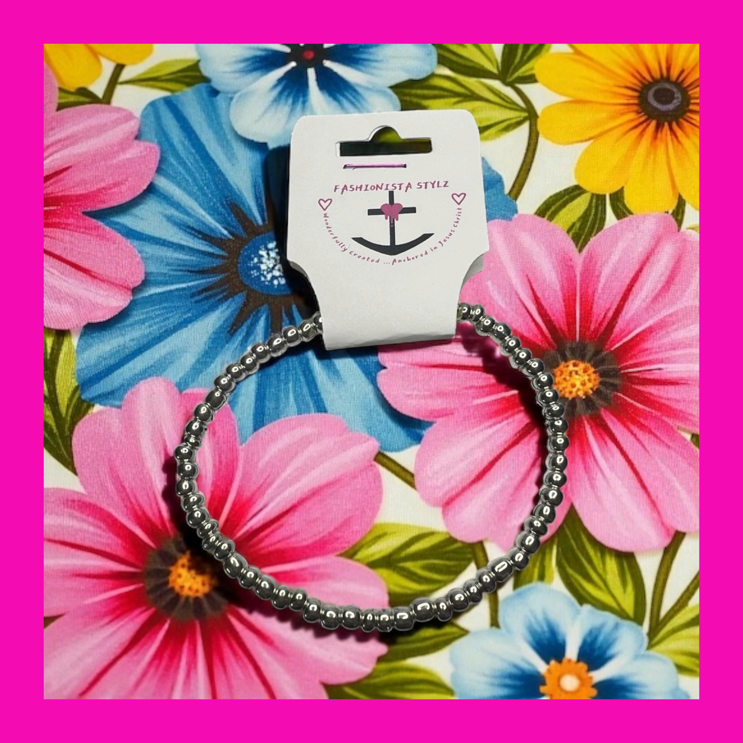 $3 Born To Shine Silver Seed Bead Bracelet
