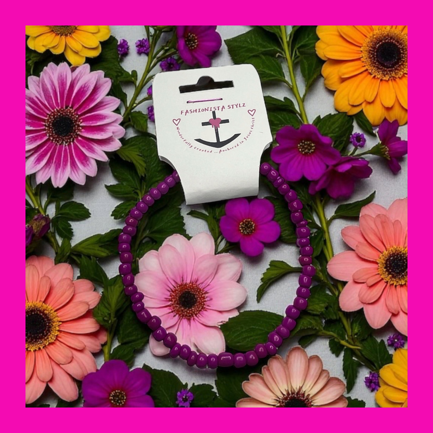 $3 Magnetic Vibes Magenta Seed Bead Bracelet