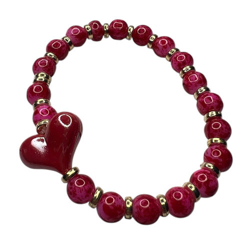 Love Sick- Bead Red Heart Bracelet