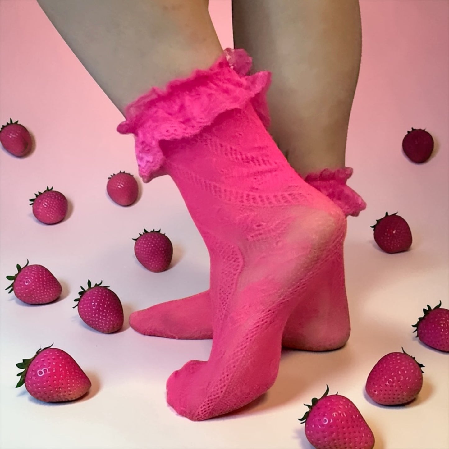 BERRY SWEET COLLECTION- Berry Flesh Hot Pink Socks Women
