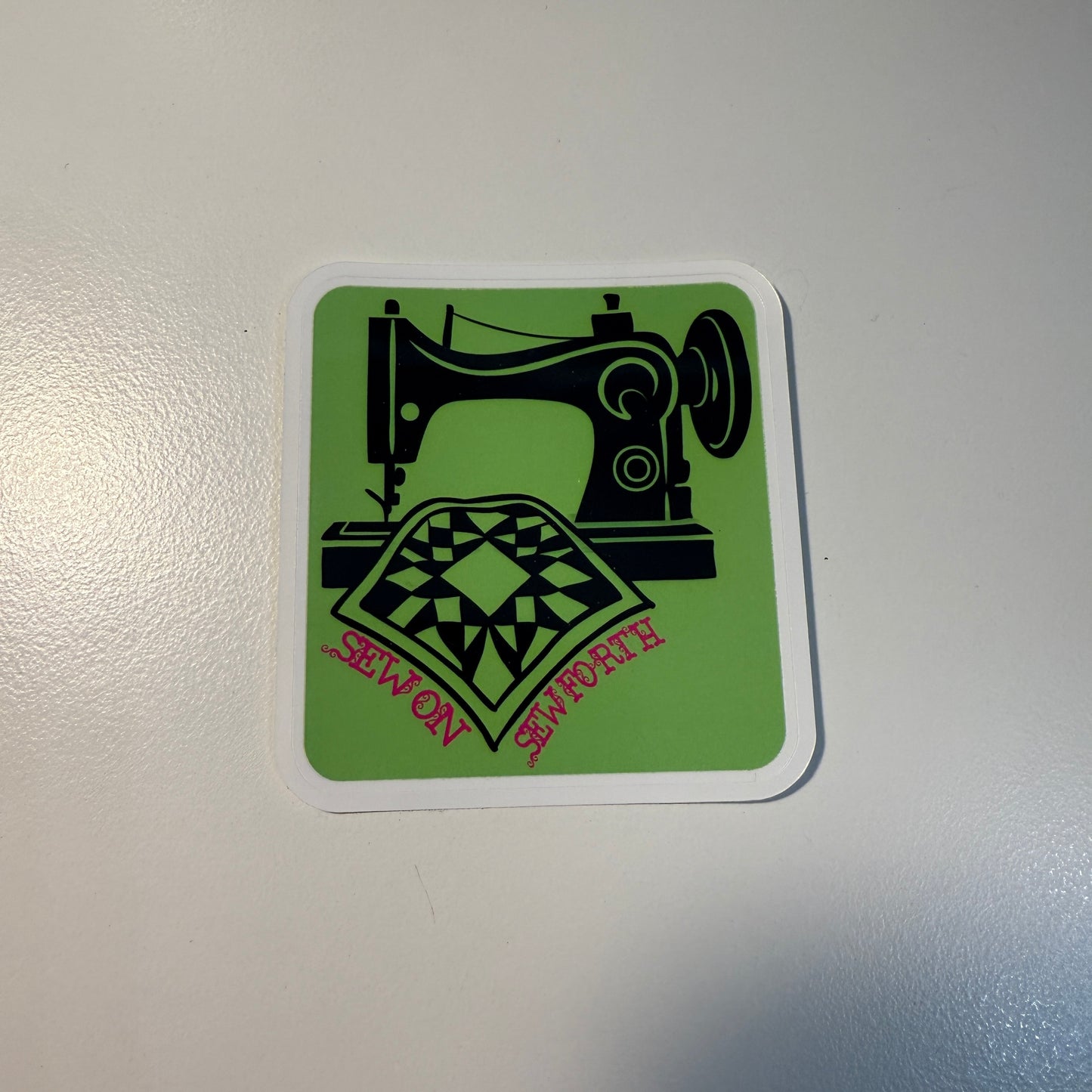 Sewing Machine Crafty Sticker SEW ON & SEW FORTH