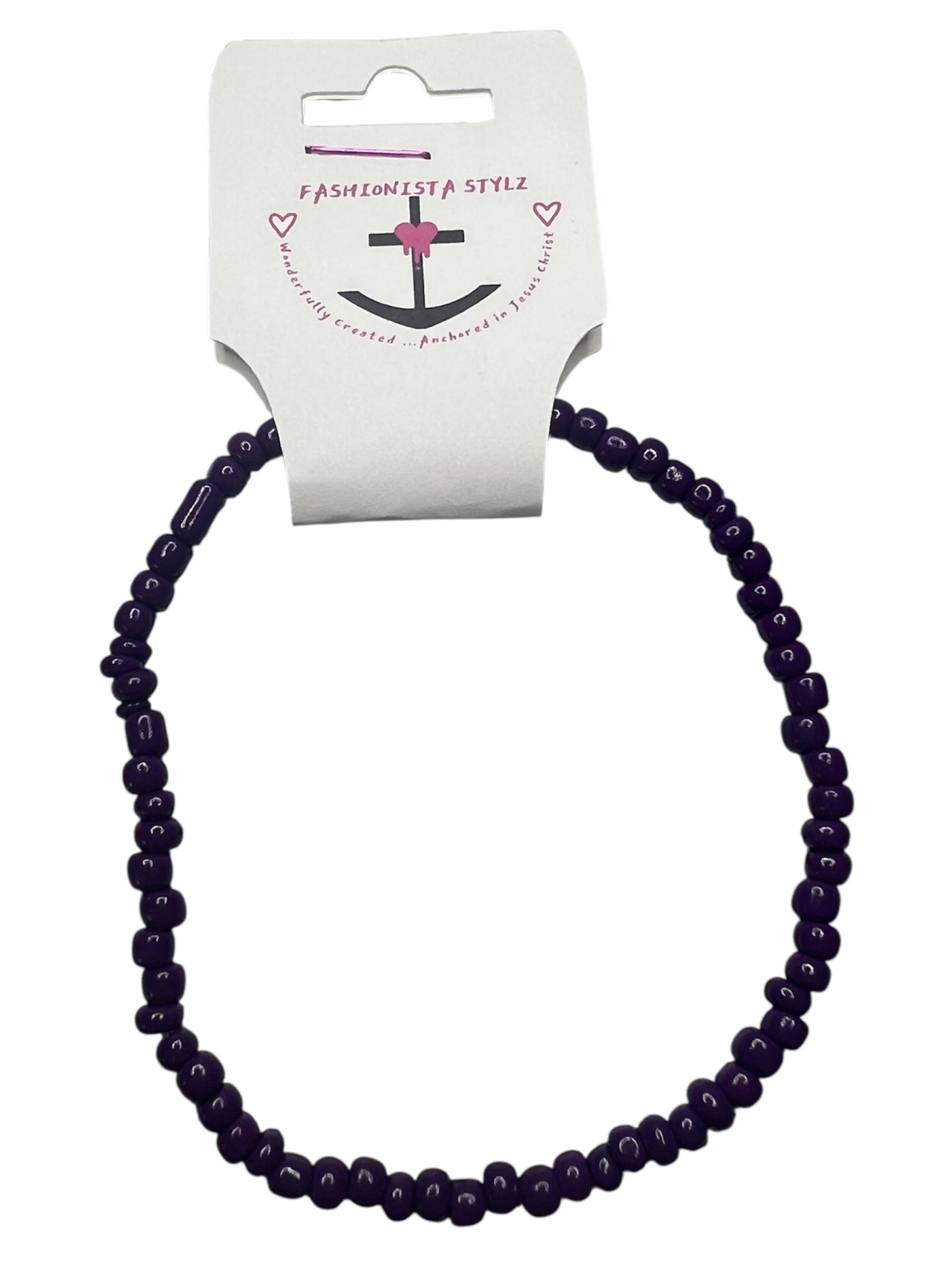 $3 Love Me Deeply Deep Purple Seed Bead Bracelet