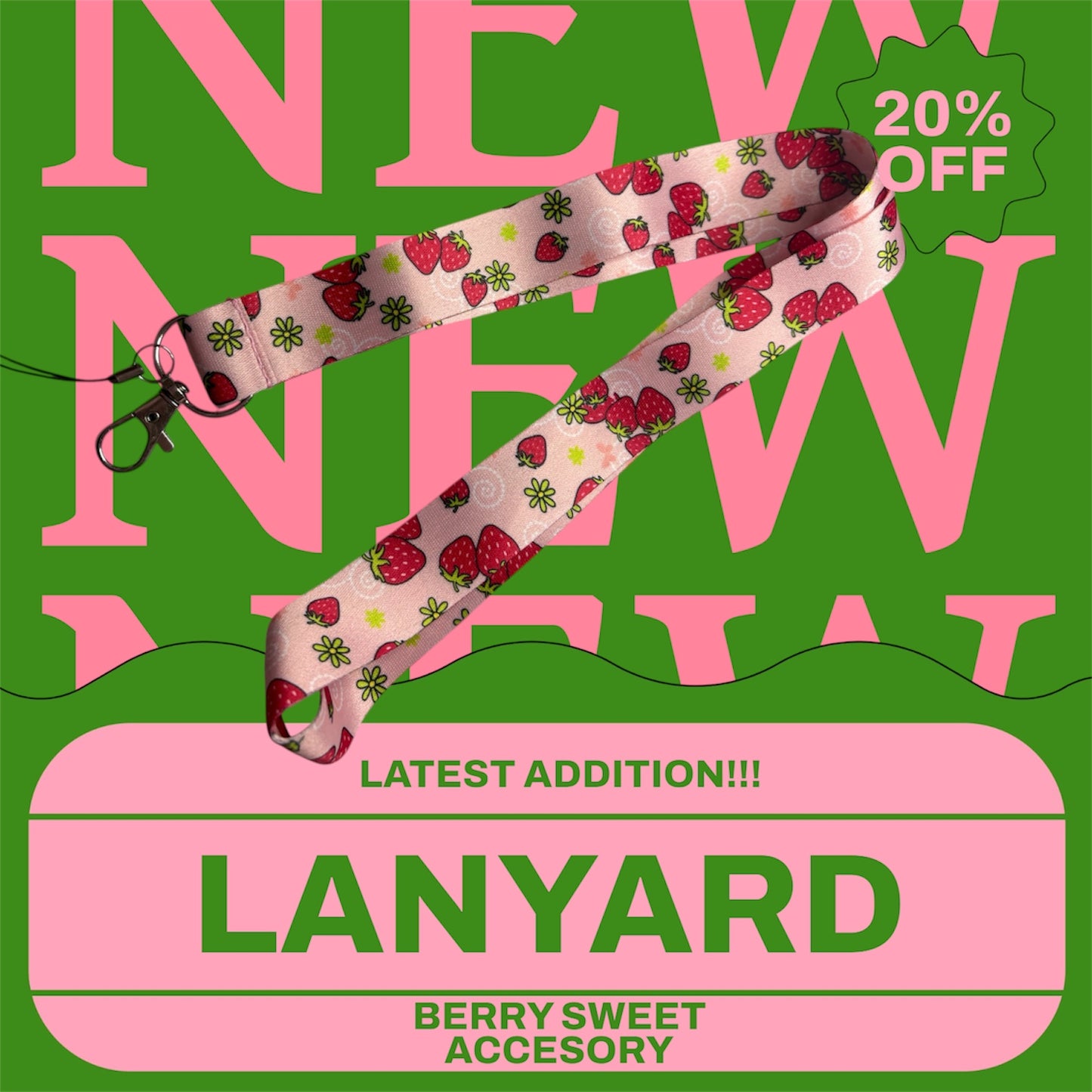 BERRY SWEET COLLECTION- Cute Strawberry Cartoon Lanyard