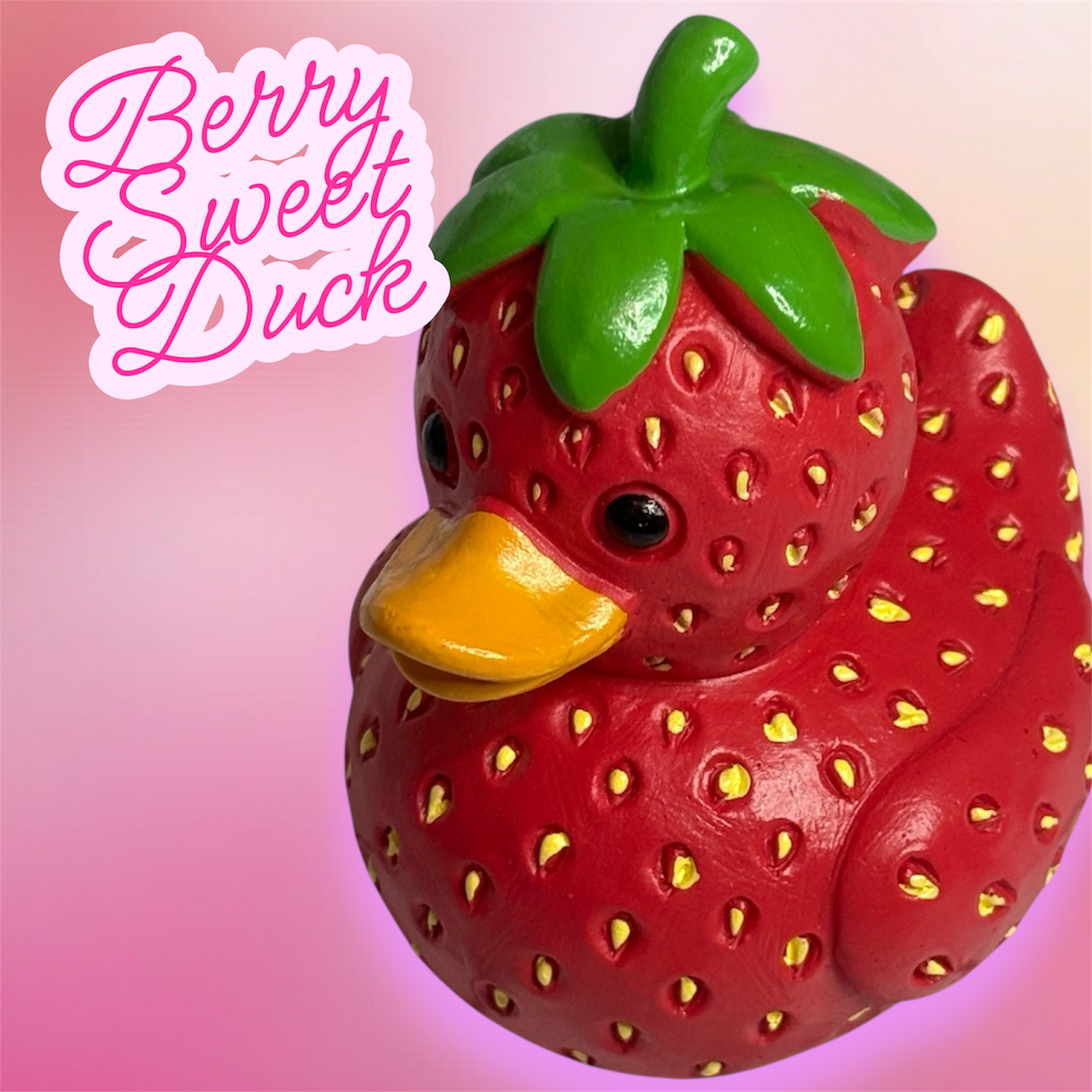 BERRY SWEET COLLECTION- Berry Sweet Duck Desk Buddie Strawberry Figurine