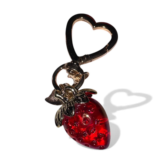 CHARM YOUR DAY- Cute Heart Shaped Strawberry & Daisy Keychain Bag Charm-FS-13