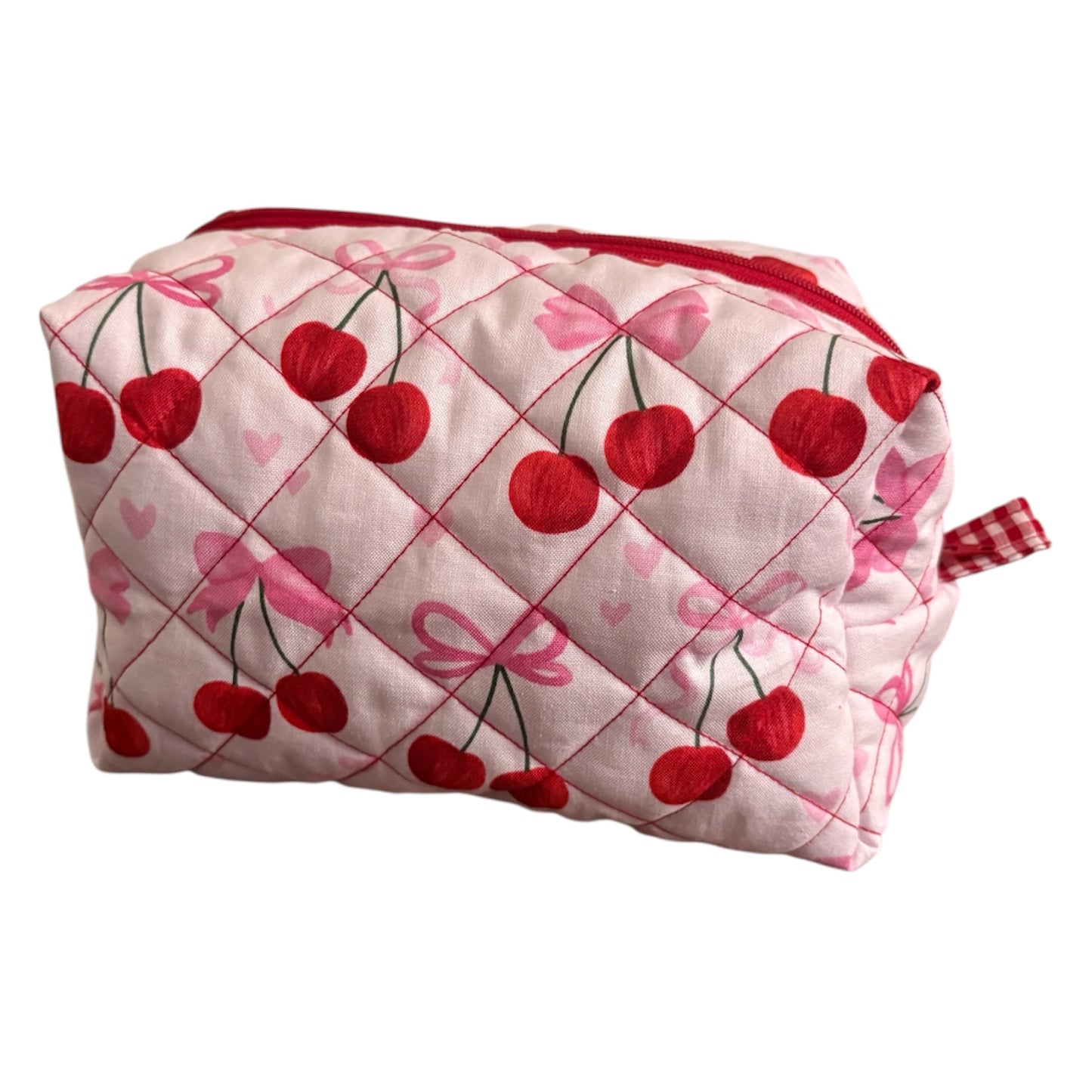 WILD CHERRIES- Quilted Boxy Make-Up Bag
