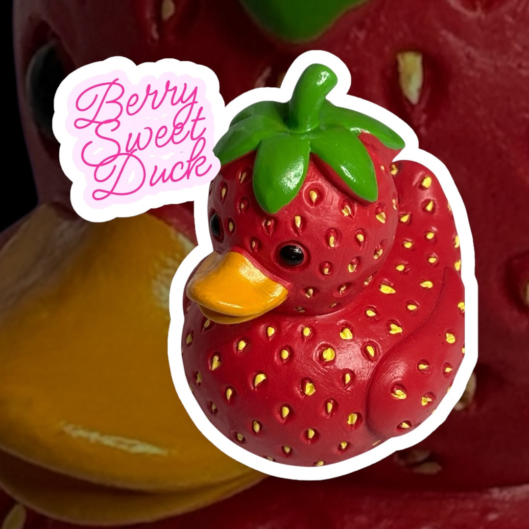 BERRY SWEET COLLECTION- Berry Sweet Duck Desk Buddie Strawberry Figurine