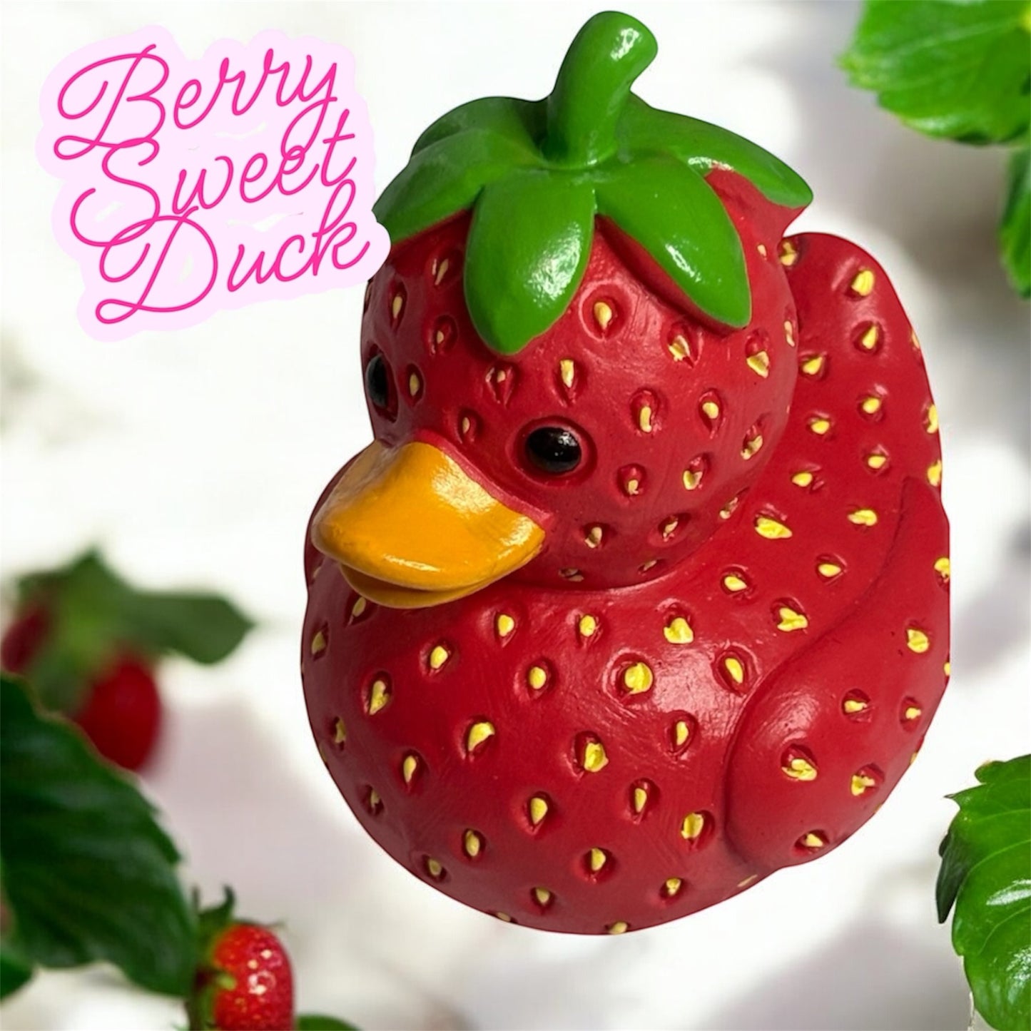 BERRY SWEET COLLECTION- Berry Sweet Duck Desk Buddie Strawberry Figurine