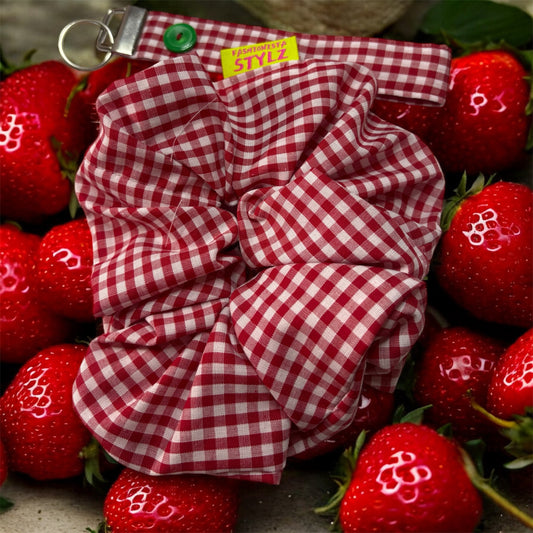 BERRY SWEET COLLECTION- Country Cutie Bundle Red Gingham Scrunchie & Matching Lanyard