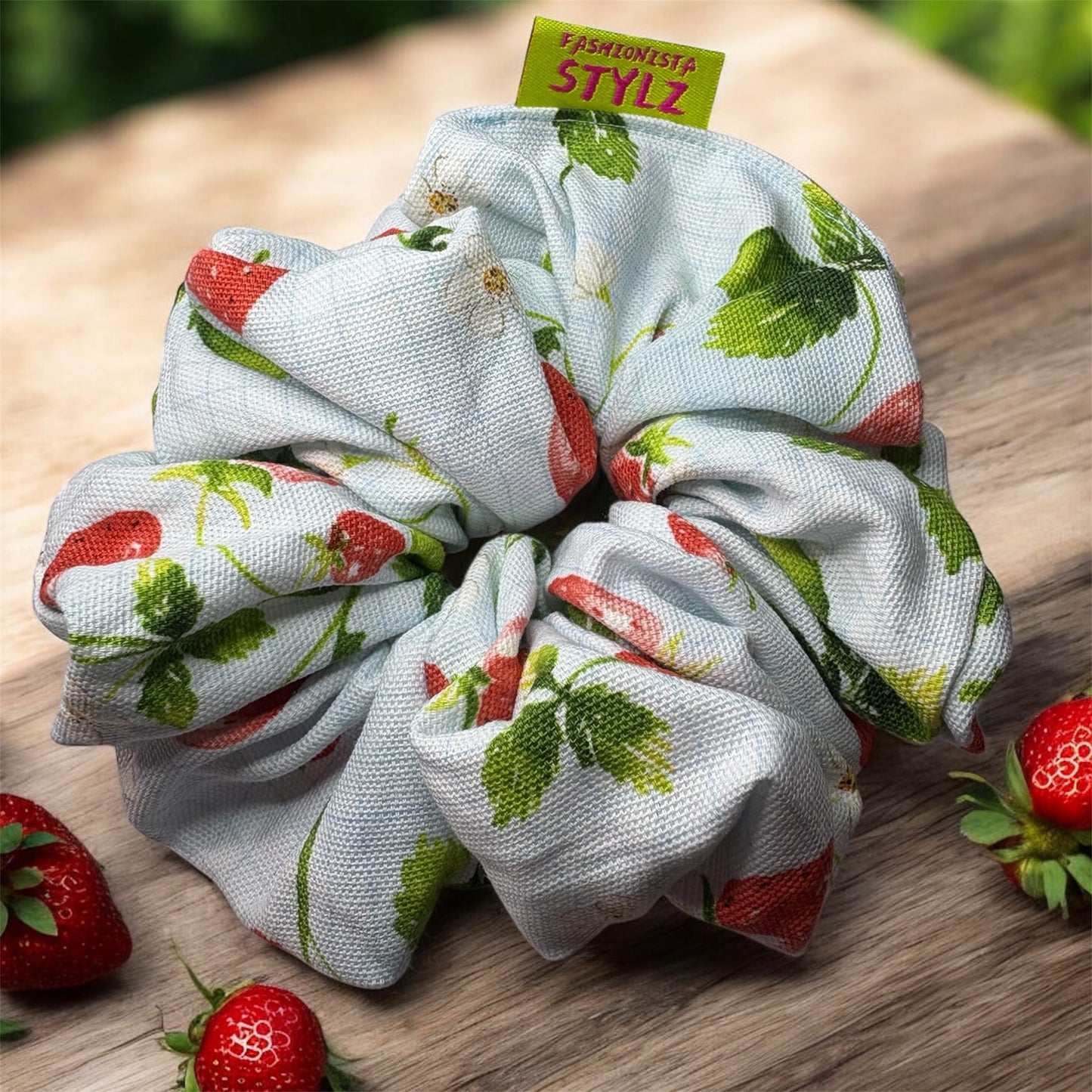 BERRY SWEET COLLECTION- Summer Sweetness Blue Strawberry Scrunchie Hair Accessory