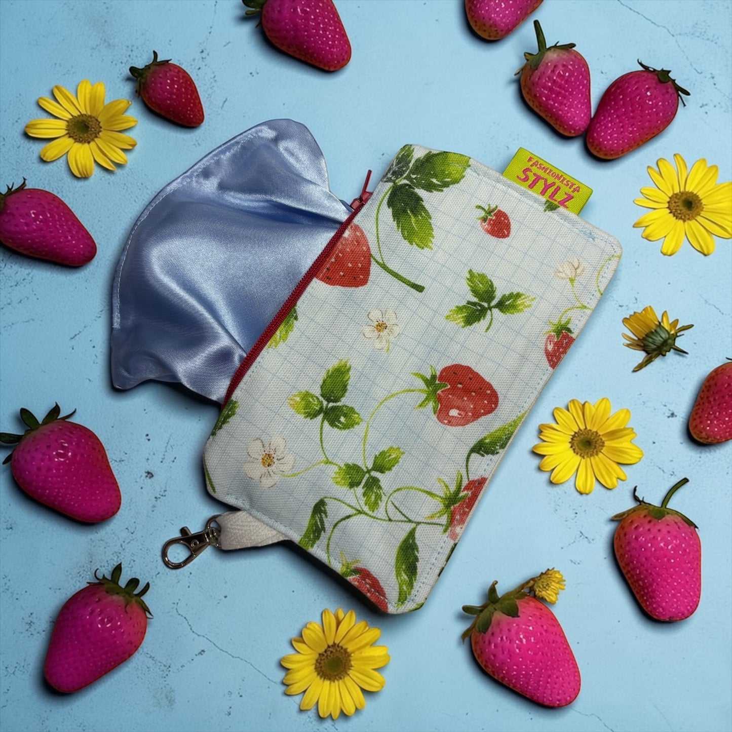 BERRY SWEET COLLECTION- Blue Strawberry Patch Card Wallet