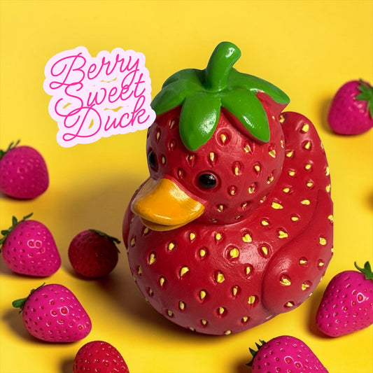 BERRY SWEET COLLECTION- Berry Sweet Duck Desk Buddie Strawberry Figurine
