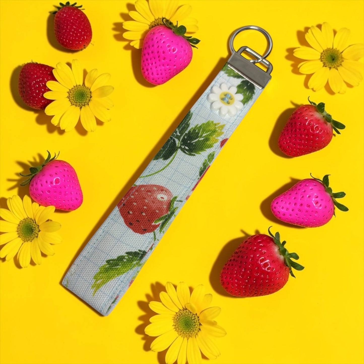 BERRY SWEET COLLECTION- Blue Strawberry Wristlet Lanyard