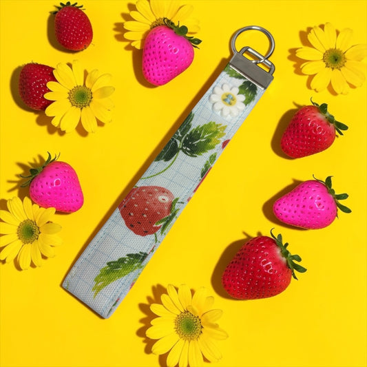 BERRY SWEET COLLECTION- Blue Strawberry Wristlet Lanyard