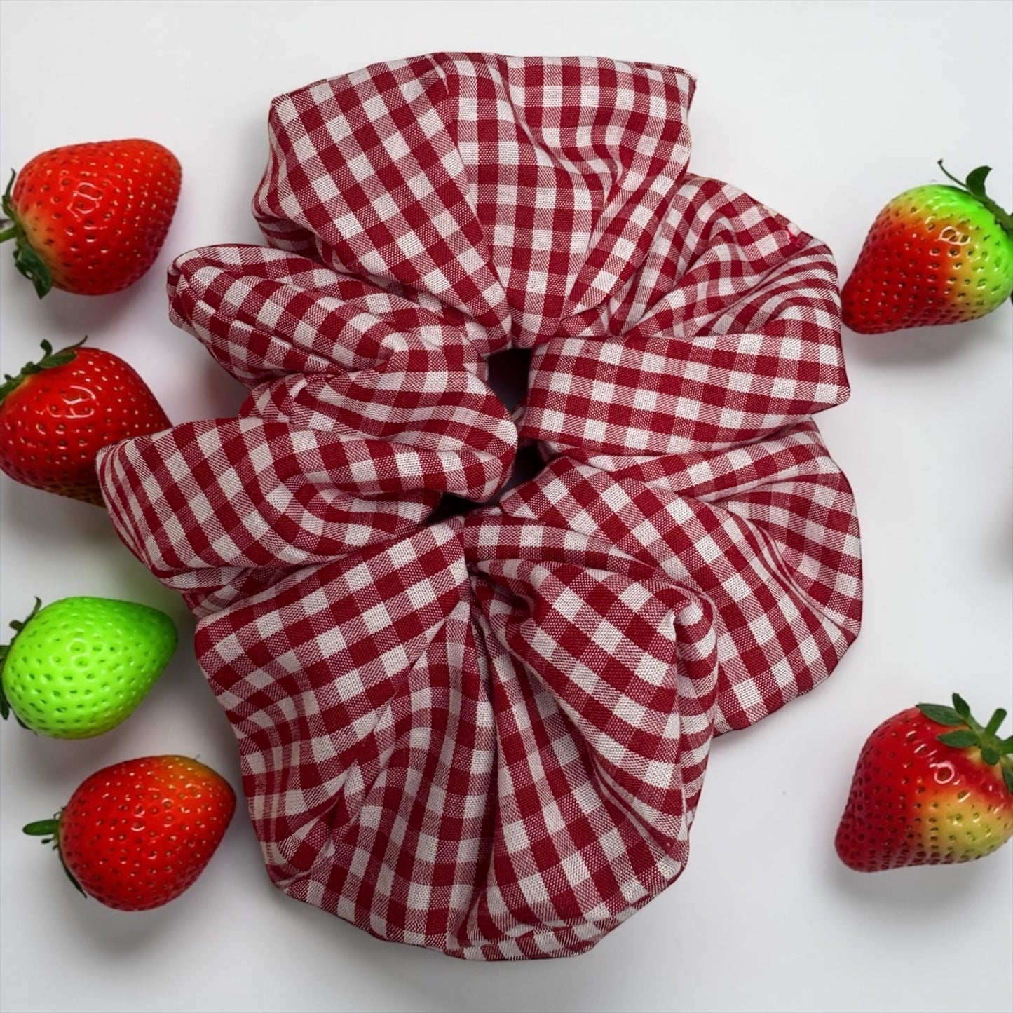 BERRY SWEET COLLECTION- Berry Blessed Red Gingham Scrunchie Hair Accessory