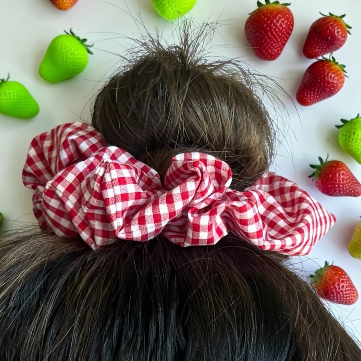 BERRY SWEET COLLECTION- Berry Blessed Red Gingham Scrunchie Hair Accessory