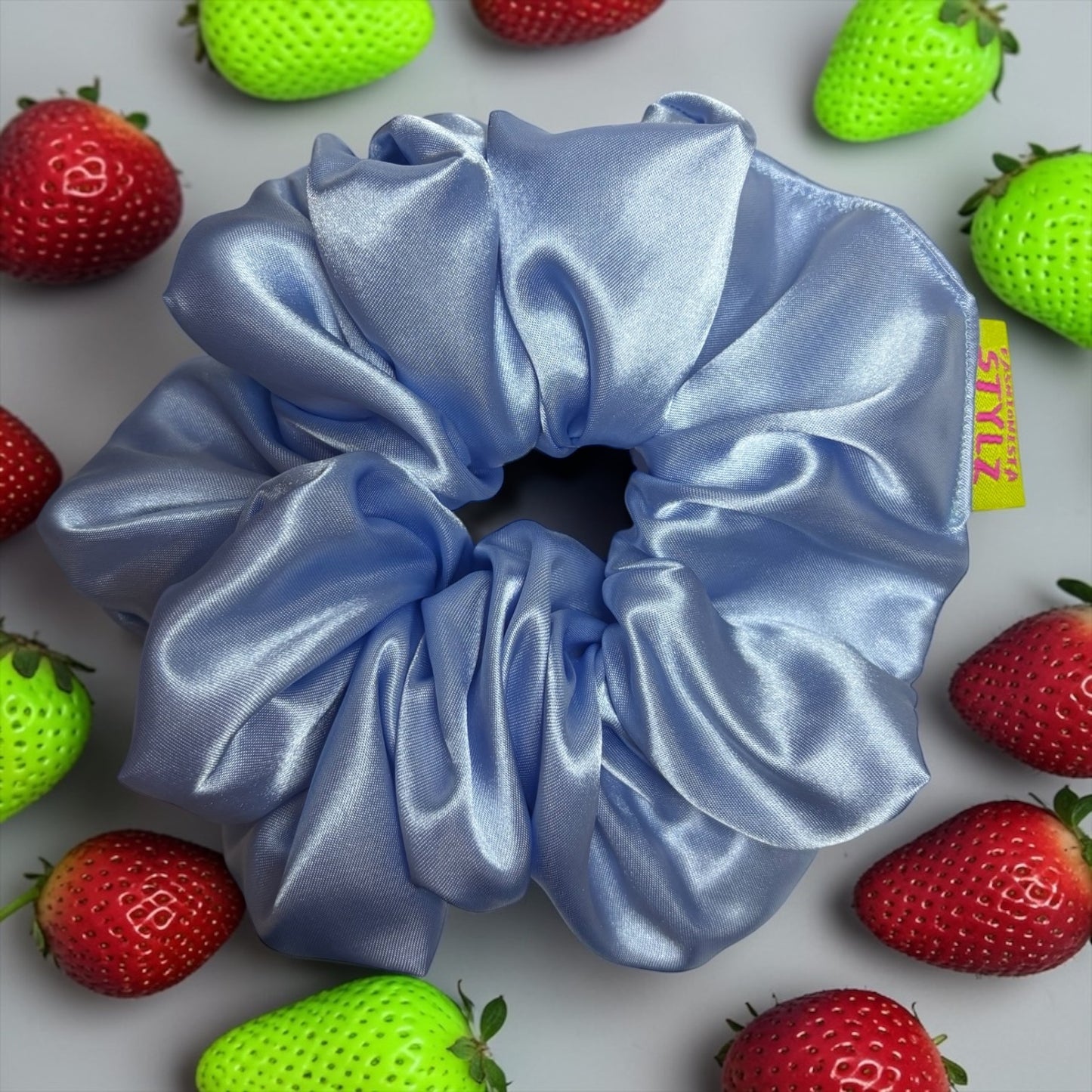 BERRY SWEET COLLECTION- Blue Strawberry Patch Hair Scrunchie