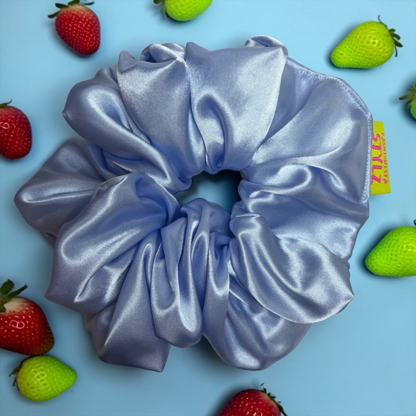 BERRY SWEET COLLECTION- Blue Strawberry Patch Hair Scrunchie