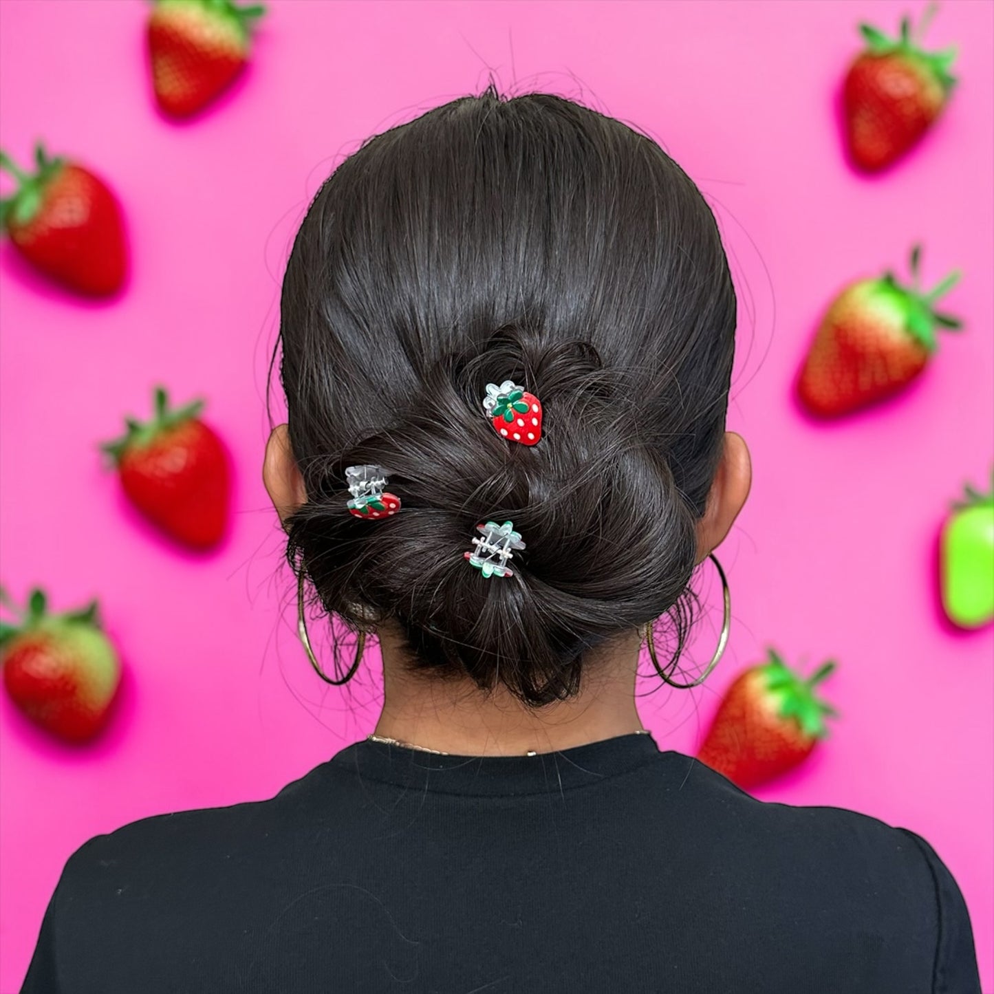 BERRY SWEET COLLECTION- 5pc Cute & Sweet Strawberry Mini Plastic Hair Clip Claws