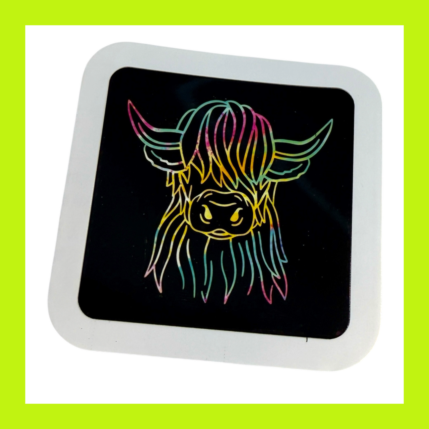 HIGHLAND CATTLE-RAINBOW COLOR STICKER