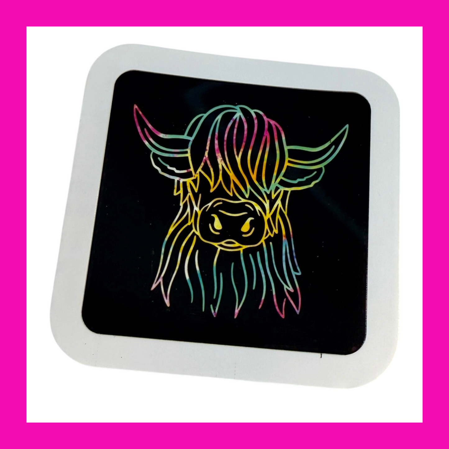 HIGHLAND CATTLE-RAINBOW COLOR STICKER